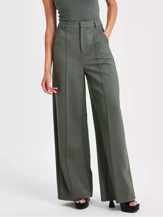 Barr III Wide-Leg High-Waist Pants in Olive Green - Picture 11 of 11